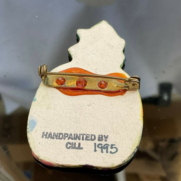 Handpainted Pineapple Brooch Pin Collage Painting Design Cottagecore - Picture 2 of 2